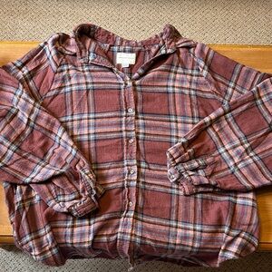 American Eagle Outfitters Women’s Size XL Burgundy Plaid Flannel Shirt